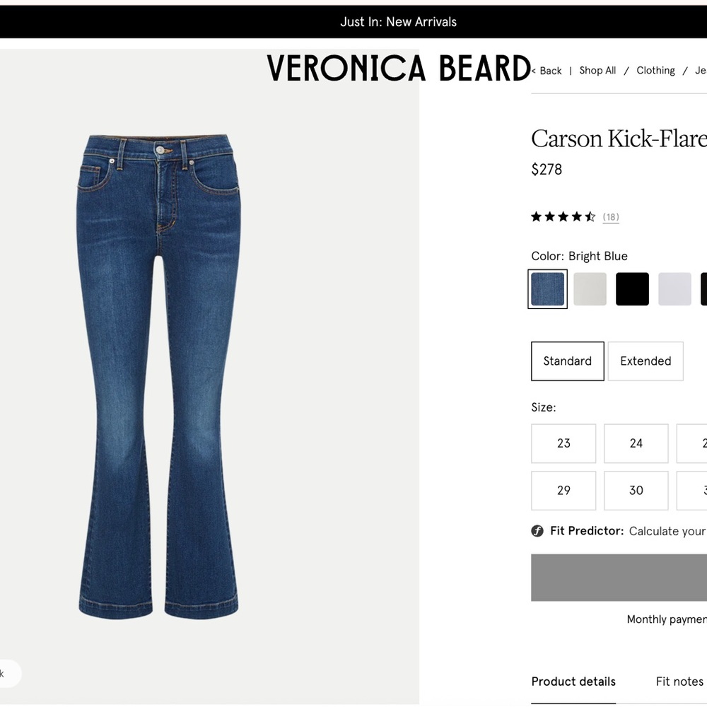 $278 Veronica Beard size 27 Carson Kick-Flare high rise jeans